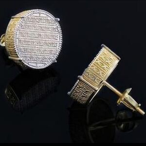 94 - Dressy Mens 14K Gold 0.20 CTW Diamond Designer Earrings